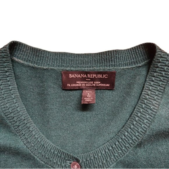 Banana Republic large petite green cardigan - Picture 2 of 8